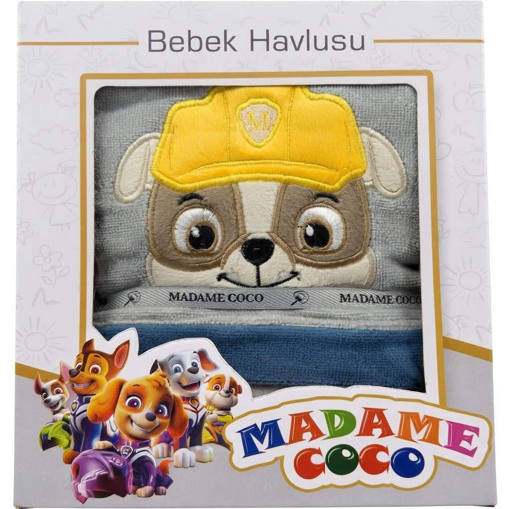 حوله تن پوش کودک  برند madame coco سایز 80/90/100 طرح سگ نگهبان رابل
